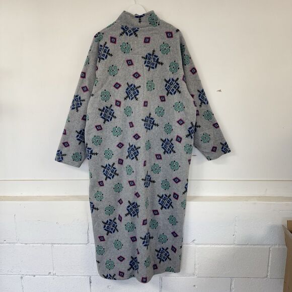 ERIKA TAYLOR COUNTRY Robe Gray Fleece Plush Long Sleeve Zip Front Pockets XL EUC - Picture 4 of 9